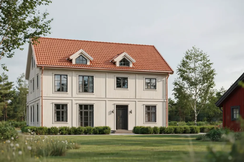 l ggning av nytt tegeltak p villa i stehag