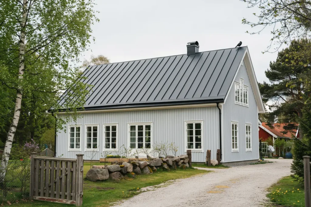 takoml ggning med dubbelfalsat pl ttak p villa i stehag