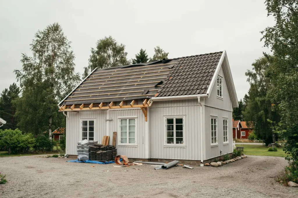 byte av underlagspapp och l kt p villa i marieholm